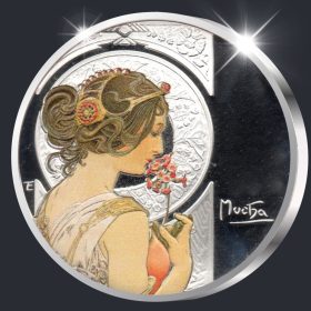 Alfons Mucha Kankalin emlékérem - ezüst, festett
