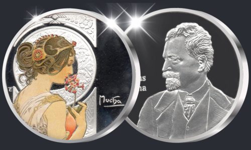 Alfons Mucha Kankalin emlékérem - ezüst, festett