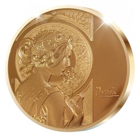 Alfons Mucha Kankalin emlékérem - aranyozott bronz