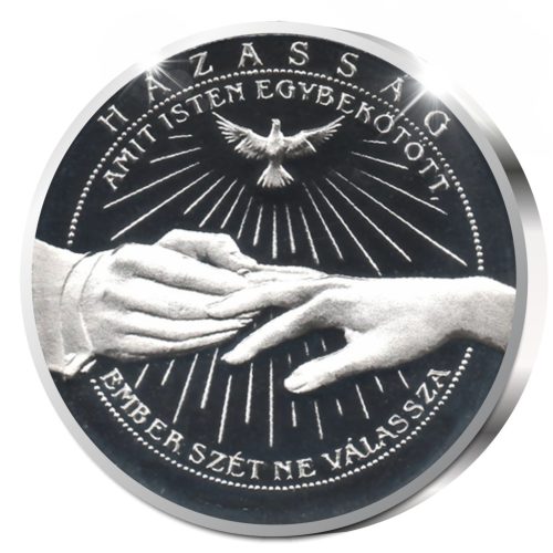 Házassági emlékérem gyűrű - ezüstözött bronz