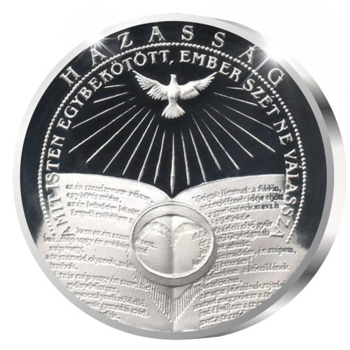 Házassági emlékérem könyv - ezüstözött bronz