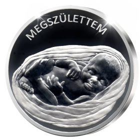 Megszülettem emlékérem - ezüstözött bronz