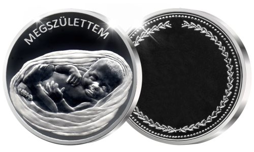 Megszülettem emlékérem - ezüstözött bronz