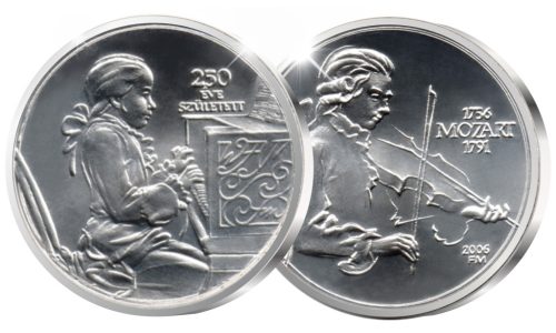 Wolfgang Amadeus Mozart - ezüstözött bronz