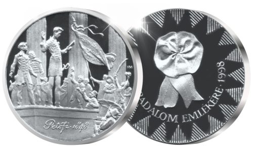 Petőfi 1848 A Forradalom emlékére - ezüstözött bronz