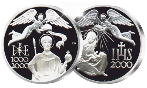 Szent István - ezüstözött bronz