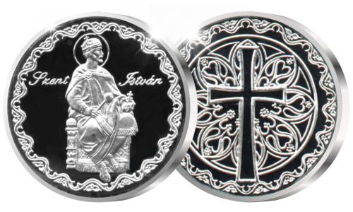 Szent István - ezüstözött bronz